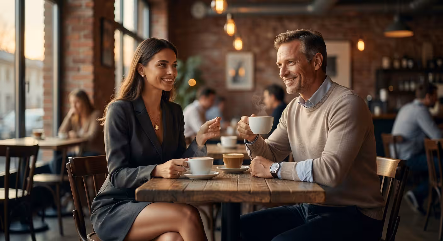 První setkání sugar baby a sugar daddy v kavárně