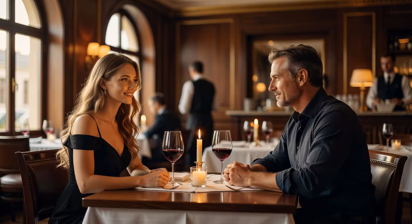 První setkání sugar baby a sugar daddy v elegantní restauraci